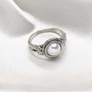 Faux Round Pearl Ring